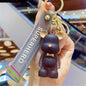 Crystal Bear Couple Keychain Frosted Resin with Golden Bow Tie 11