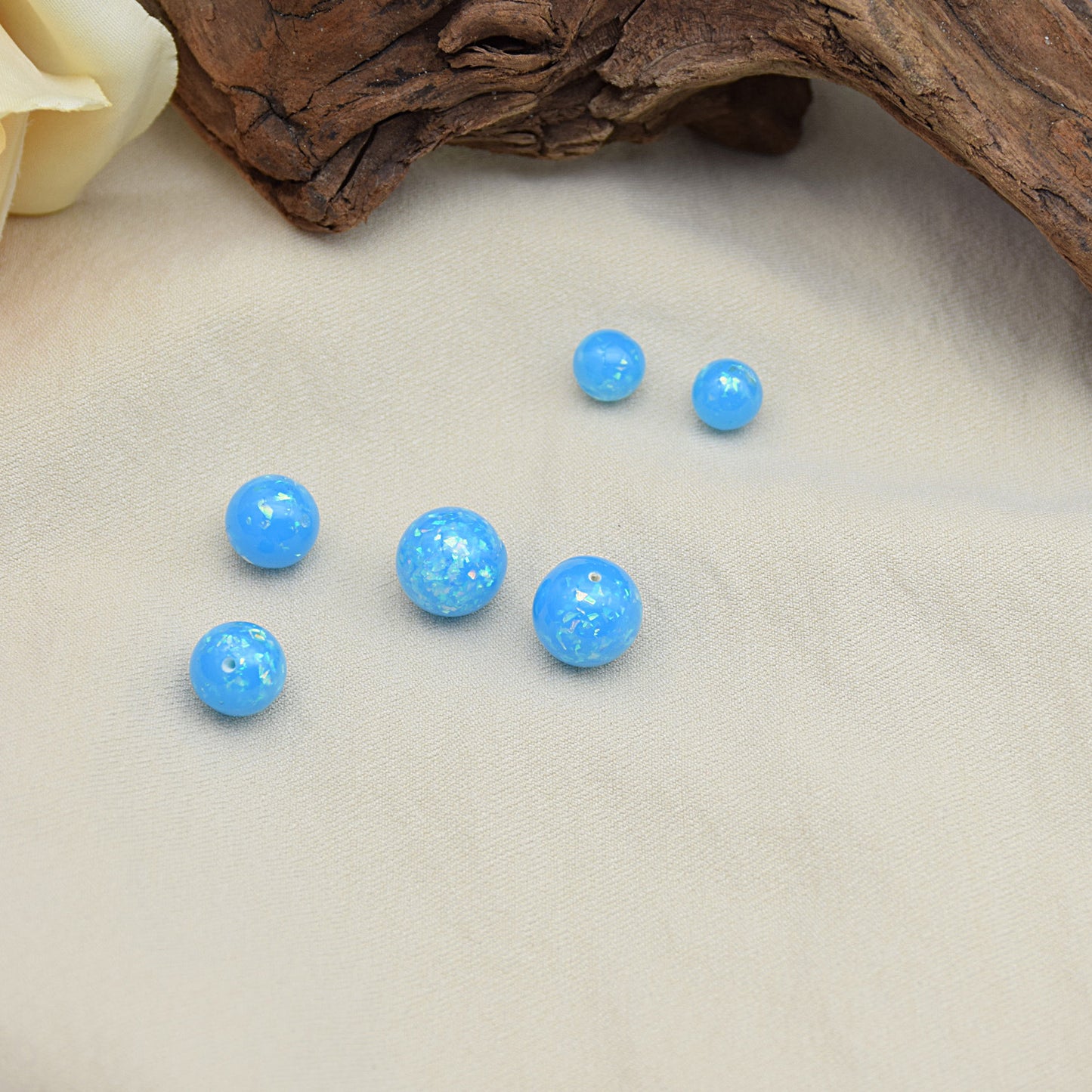 Glitter Powder Embedded Resin Beads 6-12mm Solid Colors 10pcs 9