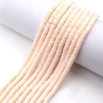 Flat Clay Beads 6mm Solid Color Polymer Spacer Discs 10strands 12