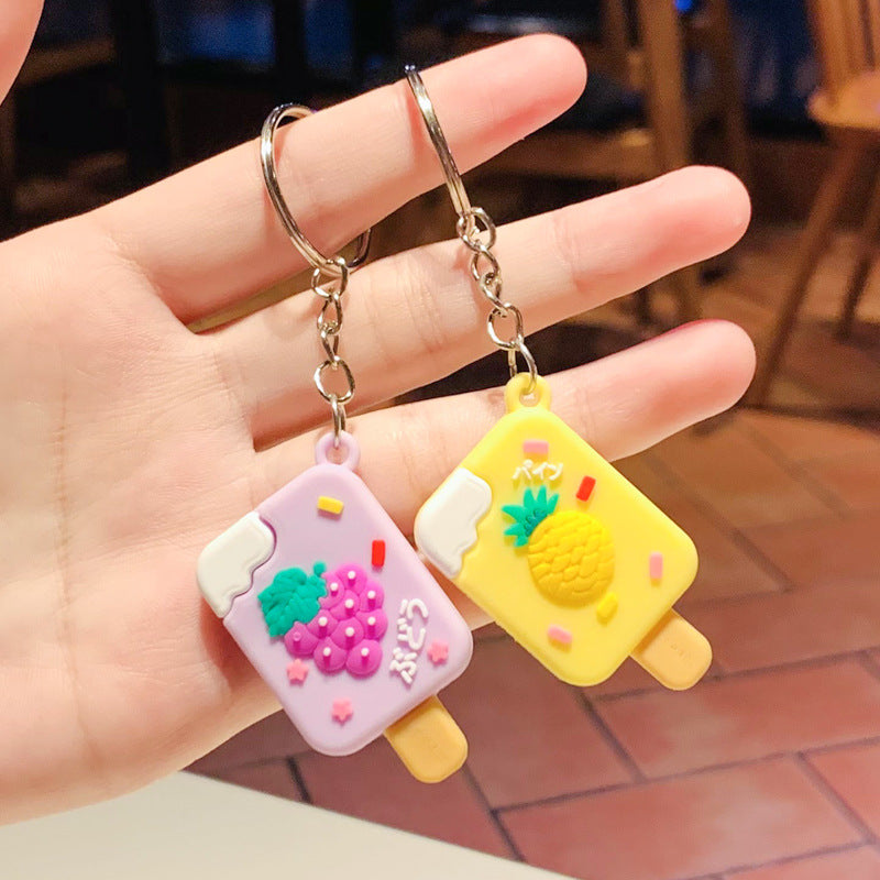 Silicone Mini Fruit Ice Cream Keychain Pastel Colors Cute Design 2