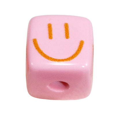 Colorful Smiling Face Acrylic Square Beads 14mm 10pcs 7