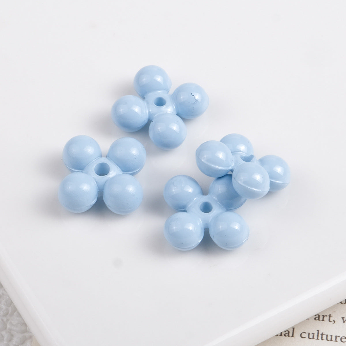 Acrylic Round Four Leaf Petal Spacer Beads 10mm Colored Baking Painted 100pcs 9