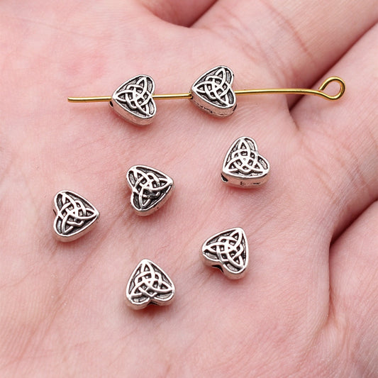 Heart Flat Metal Beads 5mm Geometric Pattern Zinc Alloy 80pcs
