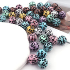 UV Plating Round Acrylic Beads 16mm Candy Colored Leopard Print 20pcs 3