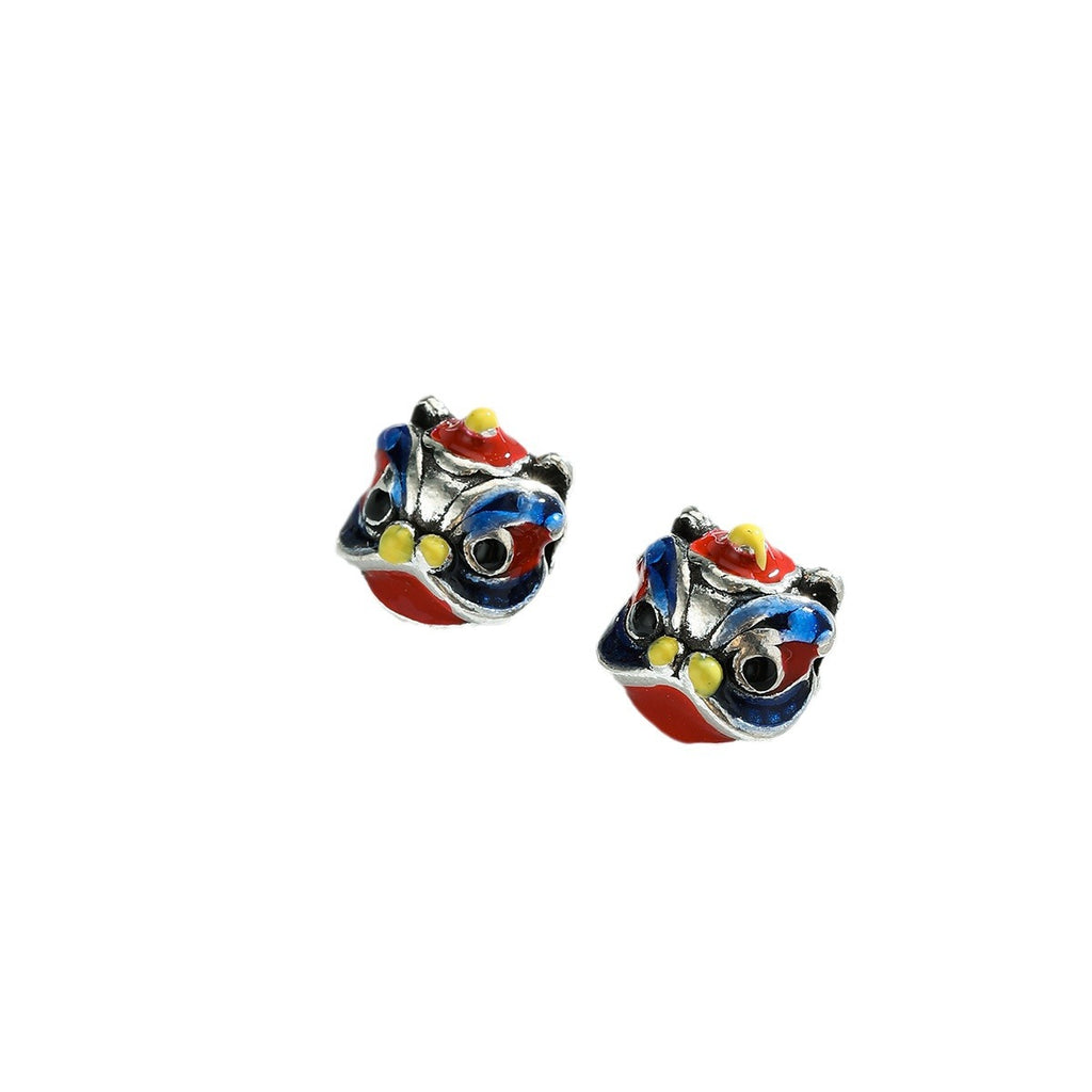3D Dancing Lion Metal Beads 10mm Enamel Large Hole 1pc 5