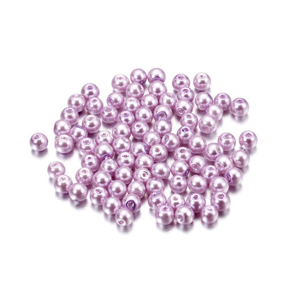 Pearl Glass Beads 8mm Imitation Smooth Glossy Mixed Colors 100pcs 31