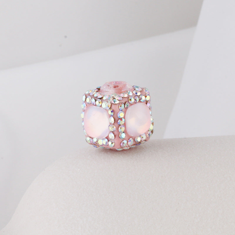 Opal Wrapped Polymer Clay Square Rhinestone Beads 20mm 6pcs 9