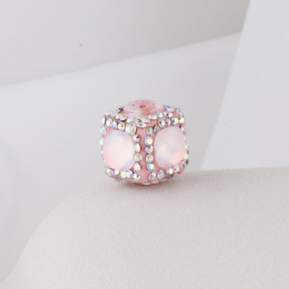 Opal Wrapped Polymer Clay Square Rhinestone Beads 20mm 6pcs 9
