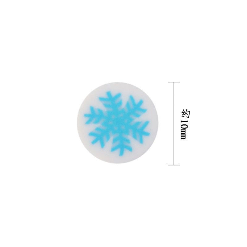 Flat Clay Beads 10mm Christmas Series Blue Snowflake 100pcs 2
