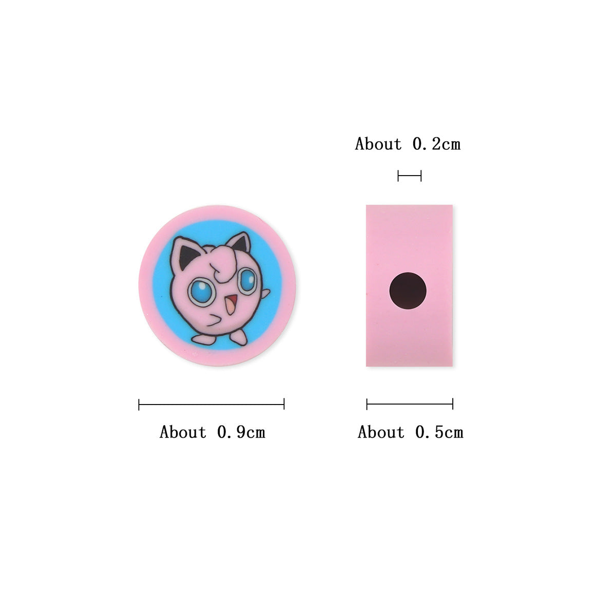 Flat Clay Beads 9mm Pokemon Series Colorful Character Faces 100pcs 3