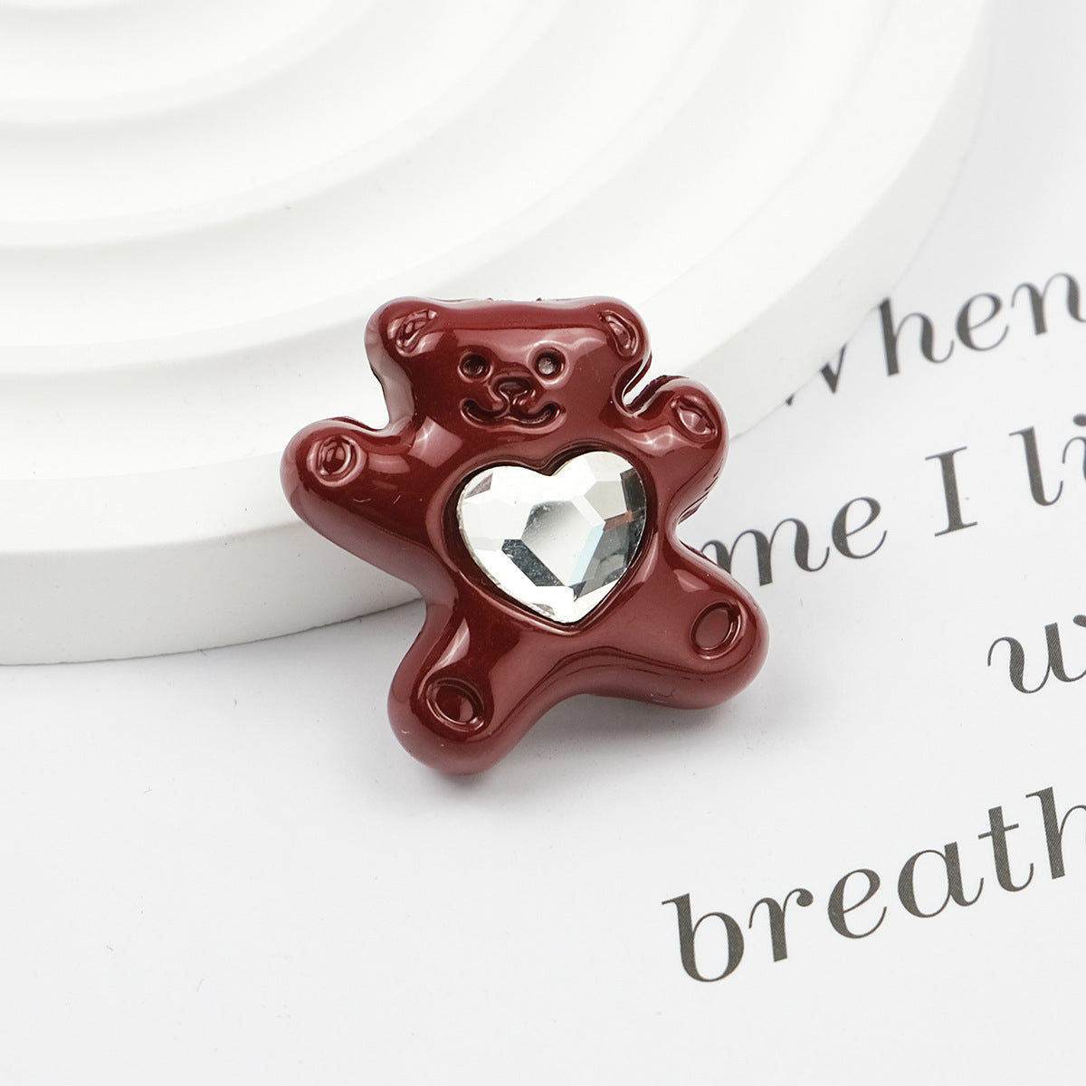 Painted Butterfly and Bear Acrylic Beads Imitation Zirconia Embedded 6pcs 17