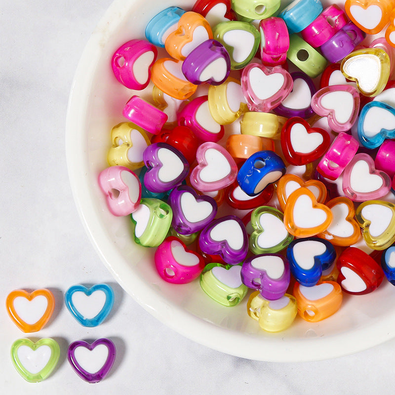 Color Heart Acrylic Beads 8-10mm Mixed Shapes and Colors 100pcs 7