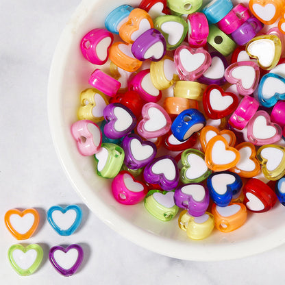 Color Heart Acrylic Beads 8-10mm Mixed Shapes and Colors 100pcs 7
