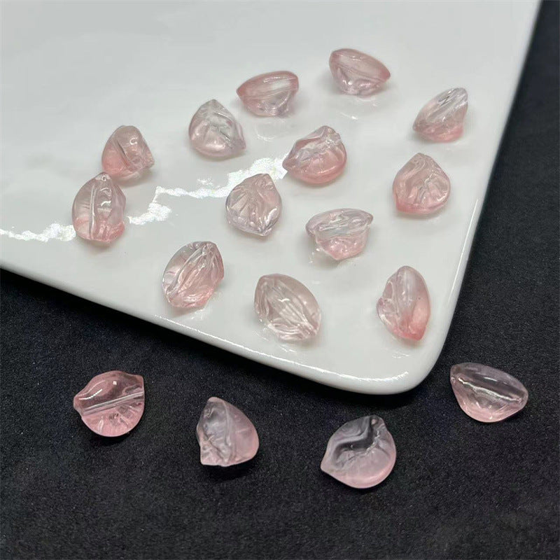 Transparent Dumpling Glass Beads 10x12mm Amber Pink Glow 100pcs 4