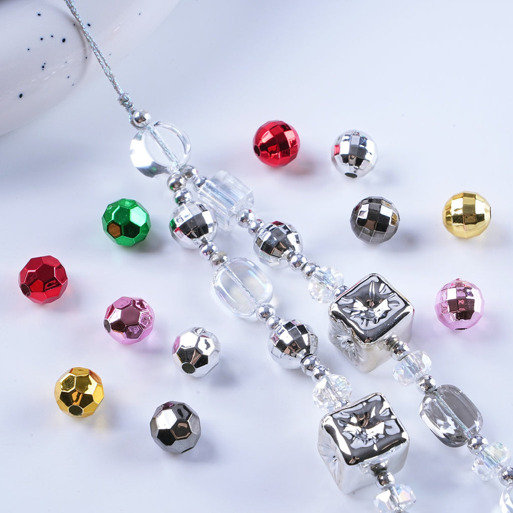 Plating Metal Faceted Acrylic Beads 10-16mm Earth Colors 100pcs 4