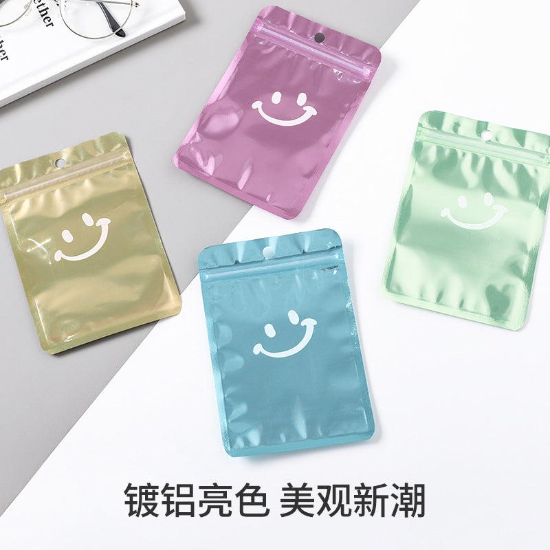 Transparent Smiling Face Printed Aluminum Film Zip Lock Bags 10x15cm 10pcs 2