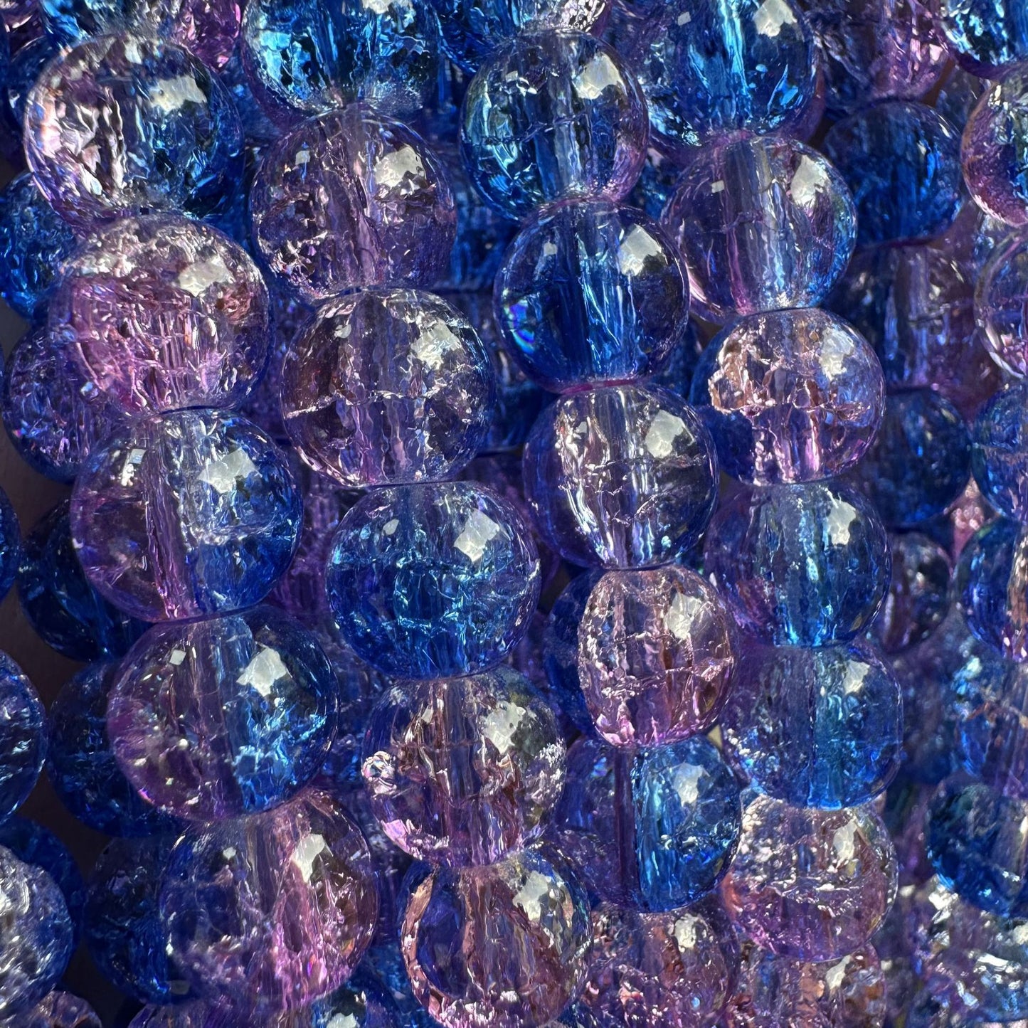 Crackle Glass Beads Round 8mm Dual Color Explosion 10 Strands 17