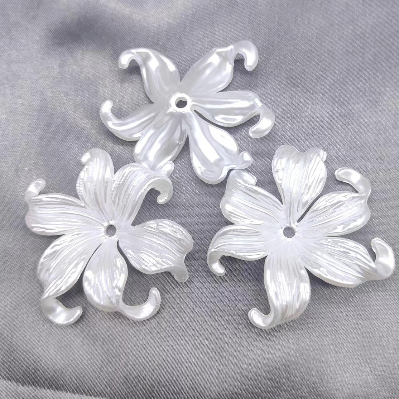 Pearl Pinktail Flower Acrylic Beads 42mm ABS Plastic 100pcs 6