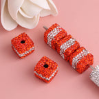 Polymer Clay Cube Rhinestone Beads 24mm Waistline Sparkle 5pcs 6