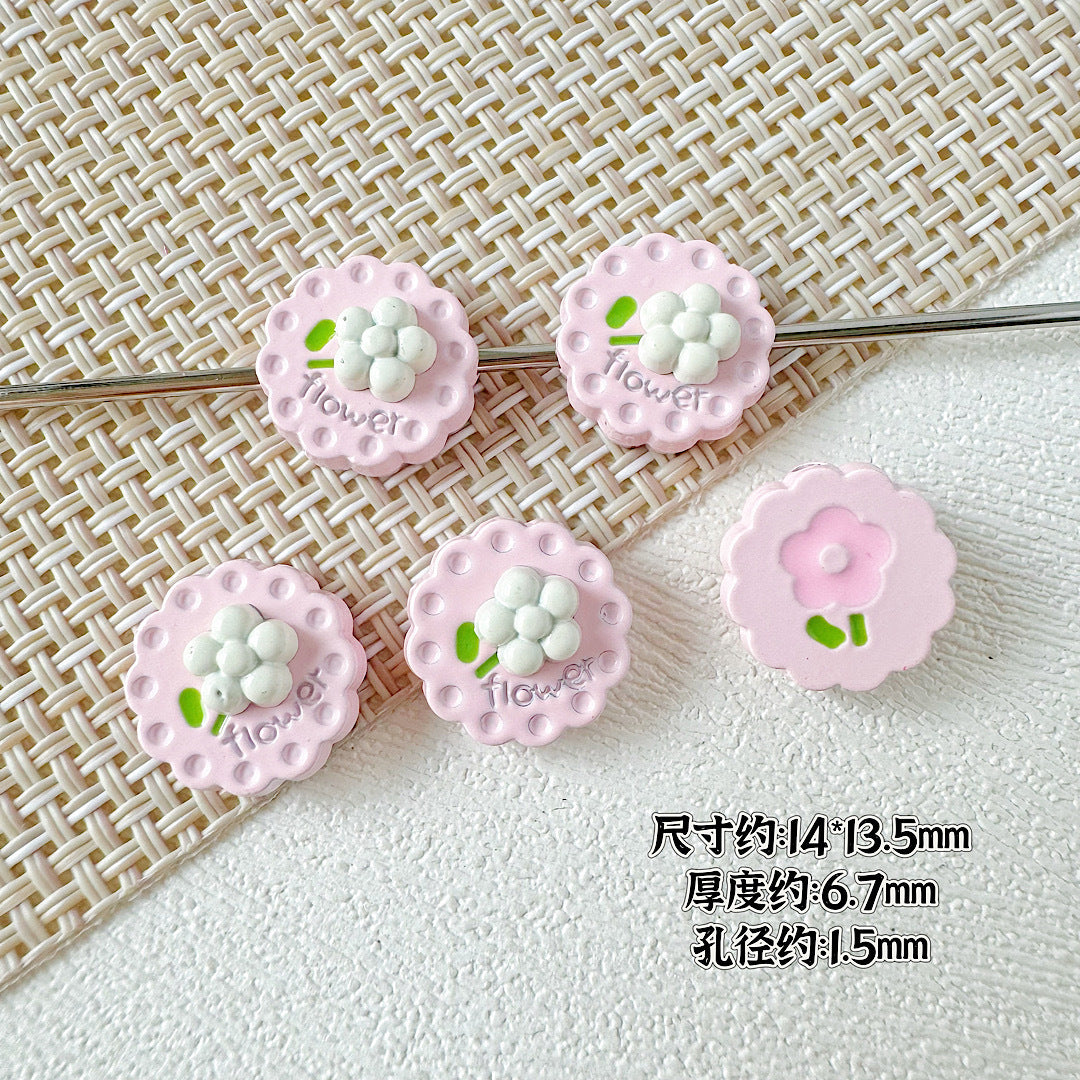 Disc Metal Beads 13mm Baking Painted Rabbit and Flower Alloy 10pcs 17