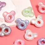 UV Plating Mickey Head Acrylic Beads 27x32mm Dotted Donut Shape 25pcs