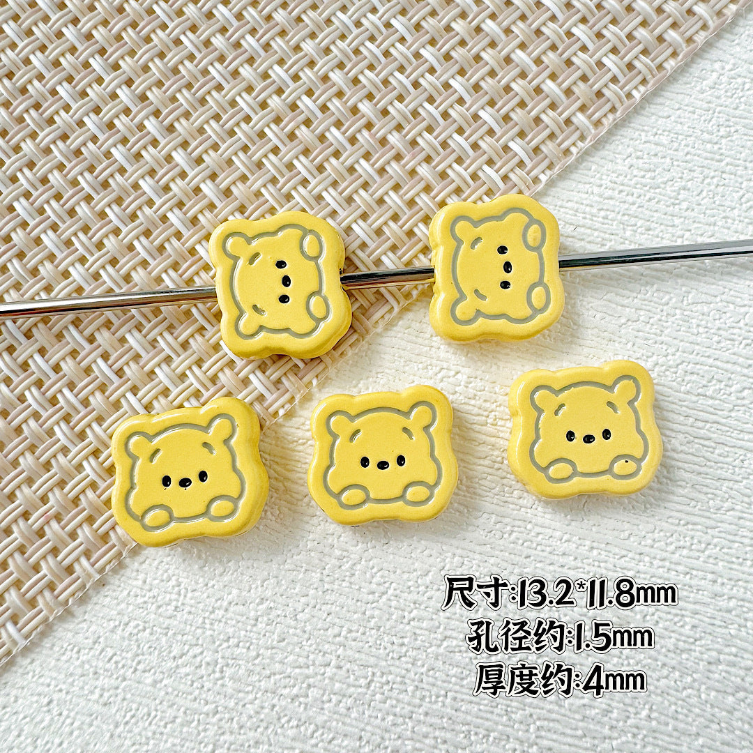 Bear Metal Beads 13mm Glossy Painted Alloy 10pcs 7