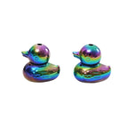 Plating Duck Acrylic Beads 22mm Glossy Iridescent 10pcs 5