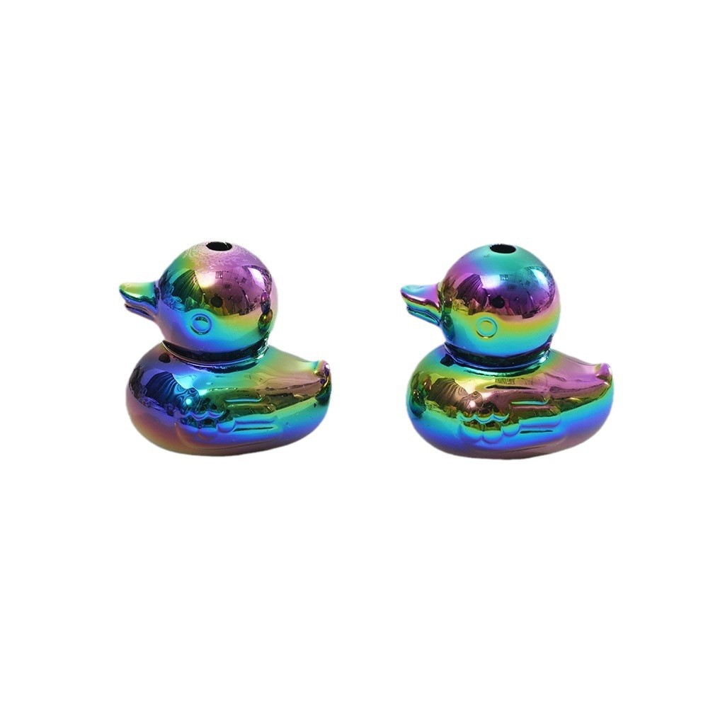 Plating Duck Acrylic Beads 22mm Glossy Iridescent 10pcs 5