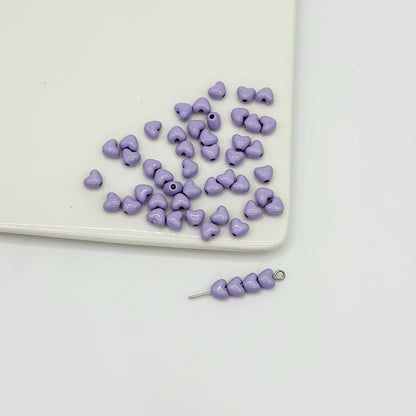 Heart Metal Beads 6mm Puffy Glossy Pastel Colors 50pcs 15