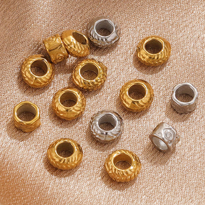 Stainless Steel Large Hole Metal Beads 6mm 7.5mm Wheat Ears Cloud Pattern 10pcs 3