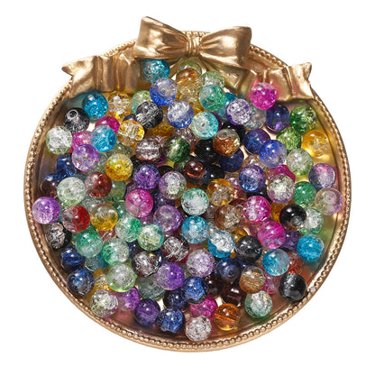 Ice-Cracked Round Glass Beads 8mm Vibrant Vintage Colors 50pcs 16