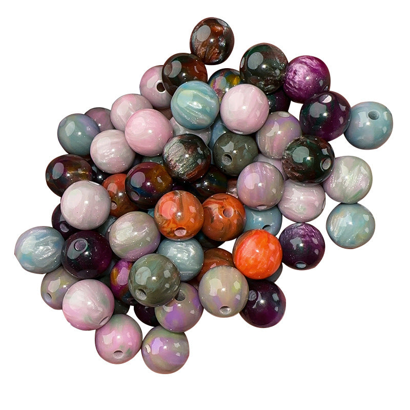 Oil Painting Gradient Resin Beads 10mm Round Opal Glitter 100pcs 2