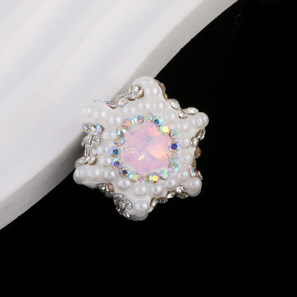 Polymer Clay Hexagonal Star Rhinestone Beads 23mm Full Rhinestone 6pcs 14