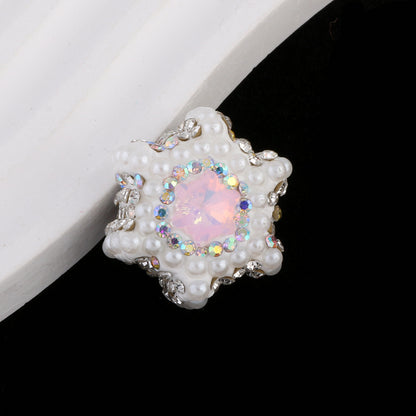 Polymer Clay Hexagonal Star Rhinestone Beads 23mm Full Rhinestone 6pcs 14