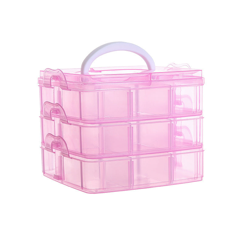 Clear Plastic Storage Organizer Box 3-Layers 18 Compartments 15cm 1pc 5