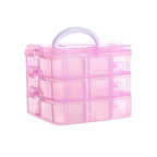 Clear Plastic Storage Organizer Box 3-Layers 18 Compartments 15cm 1pc 5