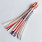 Multi Patterned PU Leather Tassel Keychain Charms 10cm 6pcs 9