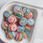 UV Plating Colorful Lollipop Striped Resin Beads 16mm 10pcs 25