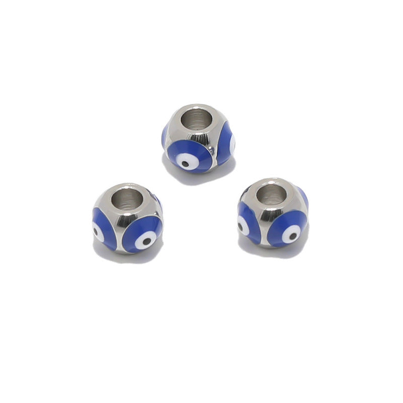 Stainless Steel Round Metal Beads 8mm Multicolor Evil Eye 10pcs 10