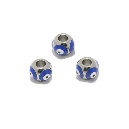 Stainless Steel Round Metal Beads 8mm Multicolor Evil Eye 10pcs 10