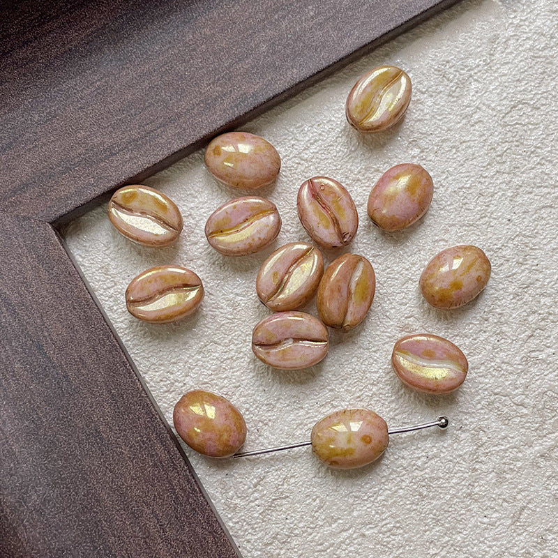 Vintage Czech Coffee Bean Lampwork Glass Beads 8x11mm 10pcs 16
