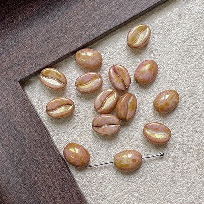 Vintage Czech Coffee Bean Lampwork Glass Beads 8x11mm 10pcs 16