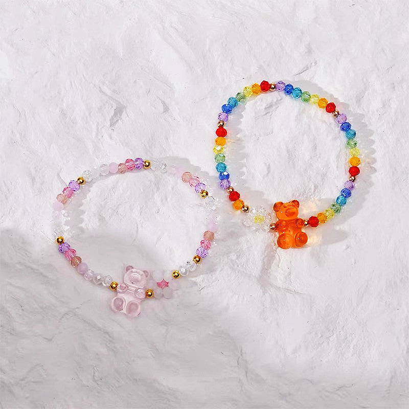 Clear Candy Colored Teddy Bear Acrylic Beads 12x18mm 10pcs 4