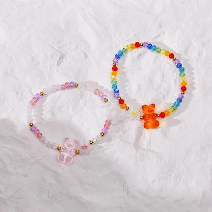 Clear Candy Colored Teddy Bear Acrylic Beads 12x18mm 10pcs 4