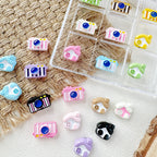 Baking Painted House and Camera Metal Beads 11mm 15mm Pastel Colors 20pcs 2