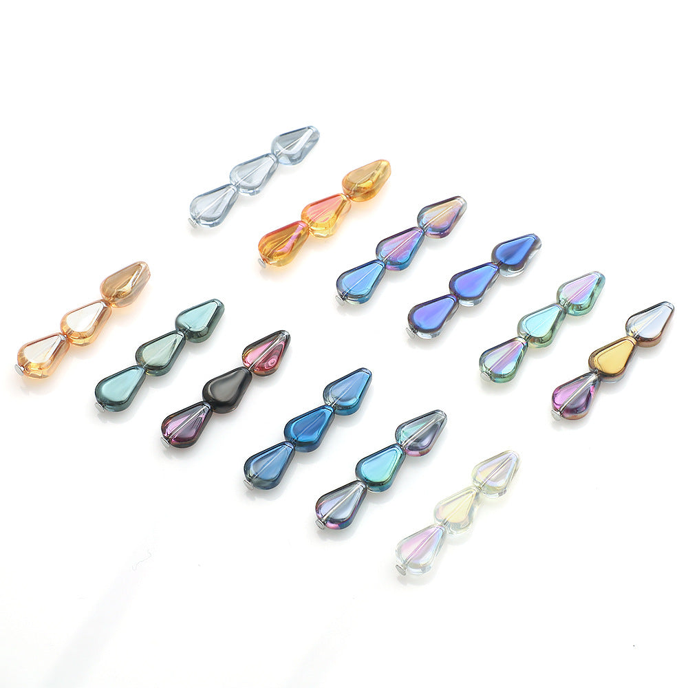 Electroplated Melon Seed Glass Beads 8mm 11mm Teardrop Iridescent 30pcs 5