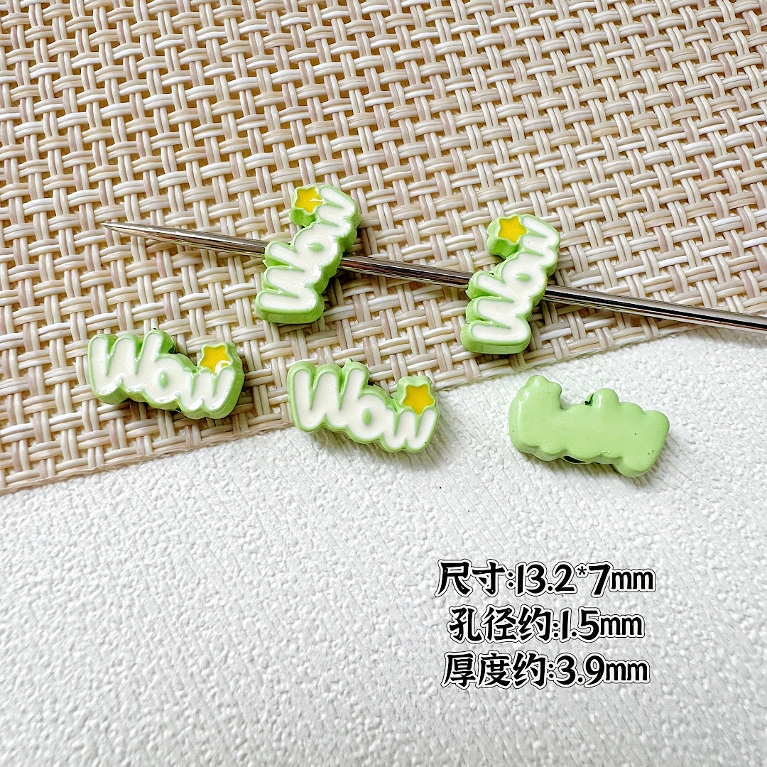 Baking Painted WOW&YES Metal Beads 13mm 15mm Colorful Alloy 20pcs 10