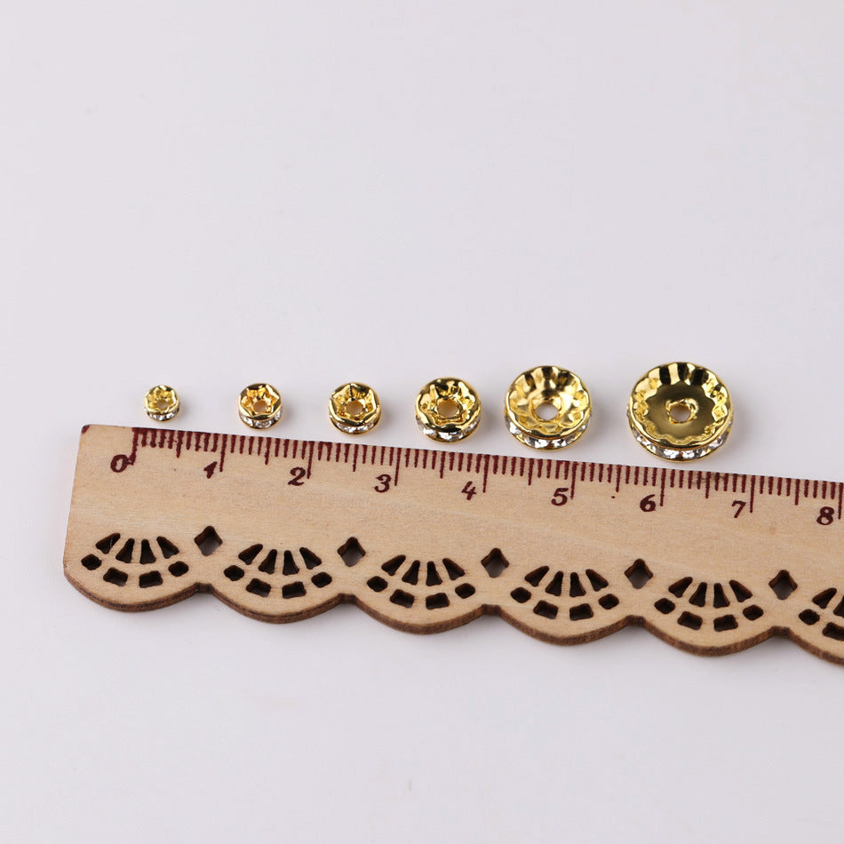 Brass Rhinestone Spacer Beads 4-12mm Sparkling Gold 300pcs 5