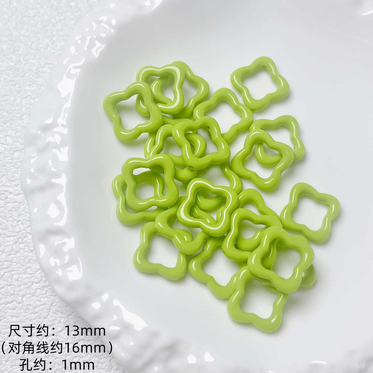 Hollow Clover Frame Acrylic Beads 13mm Colorful Mixed 100pcs 3