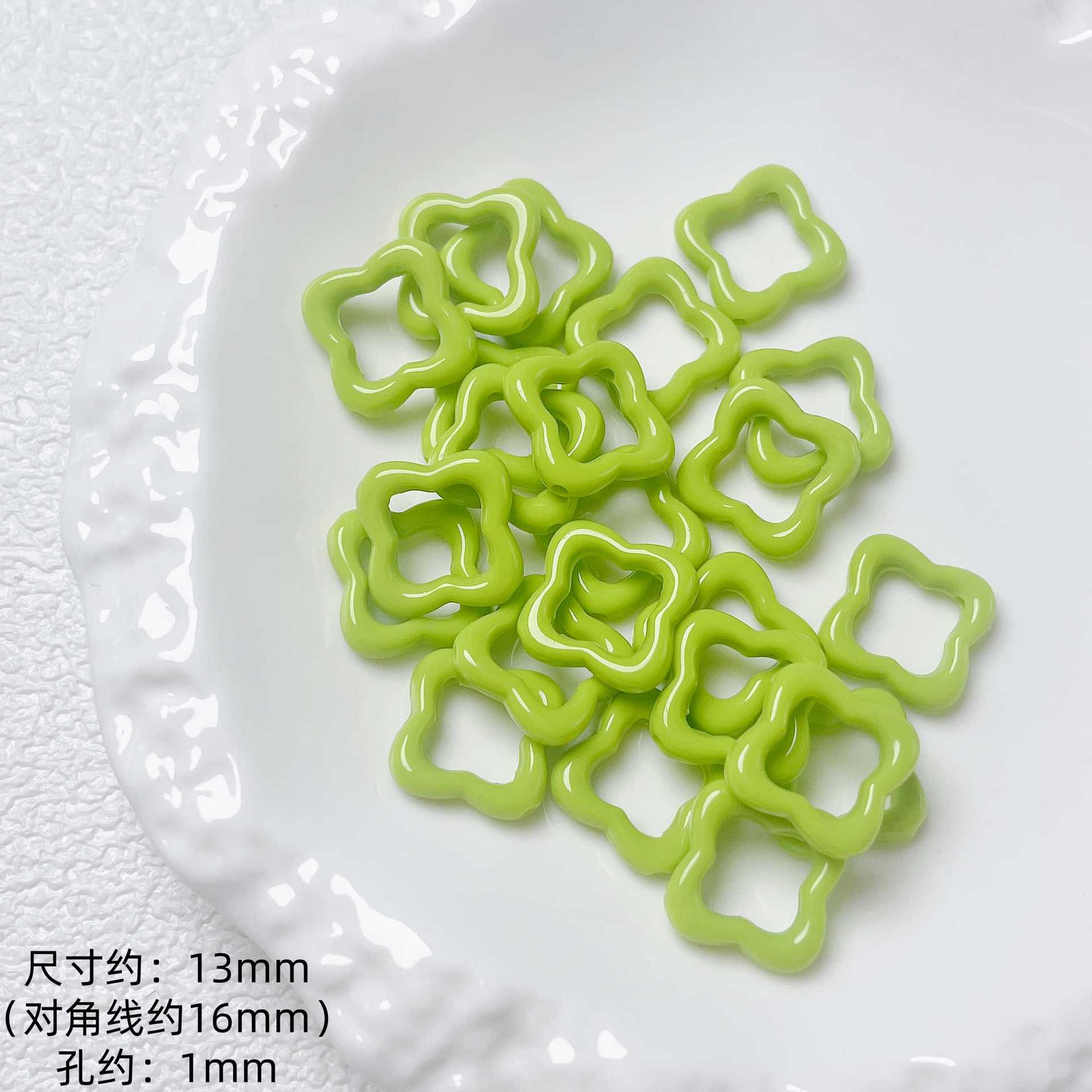 Hollow Clover Frame Acrylic Beads 13mm Colorful Mixed 100pcs 3